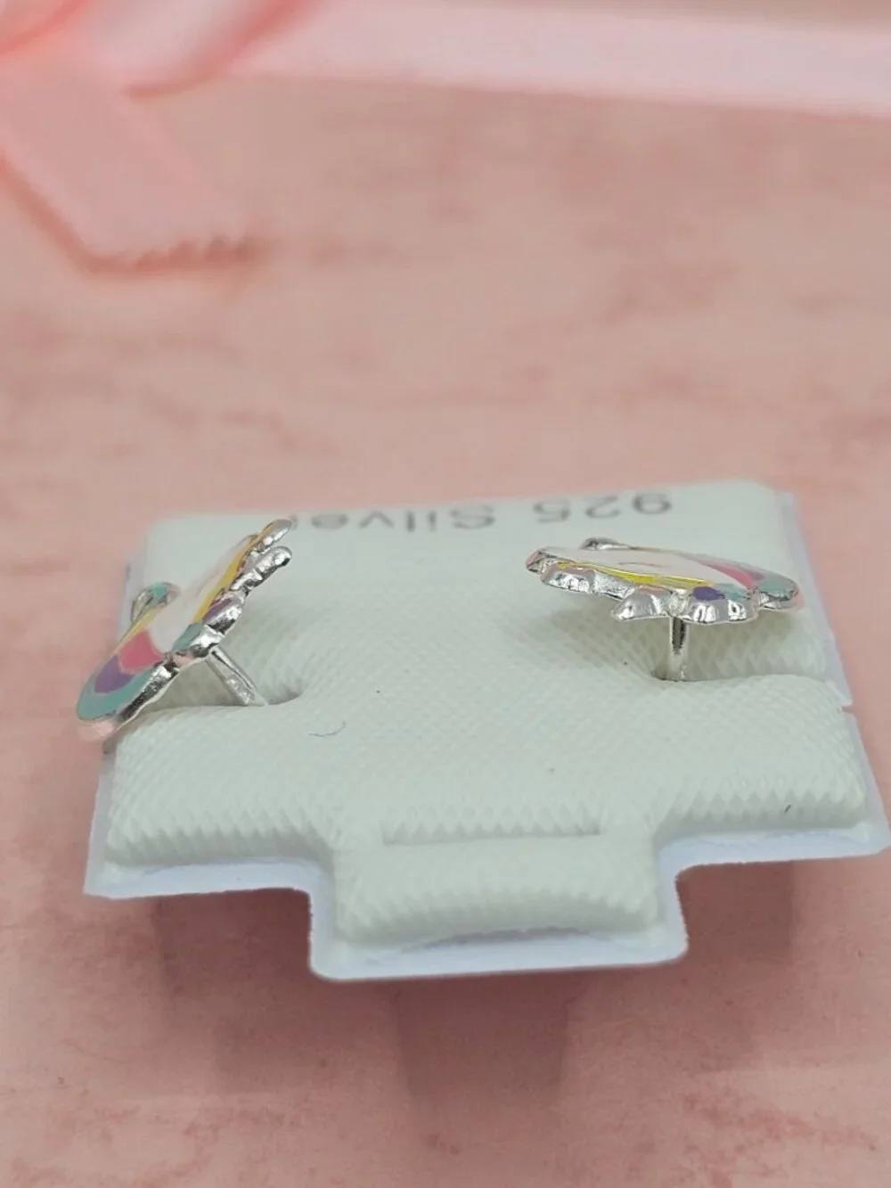 Sterling Silver 925 High Polished Colored Enamel Unicorn Head Screw Stud Earring